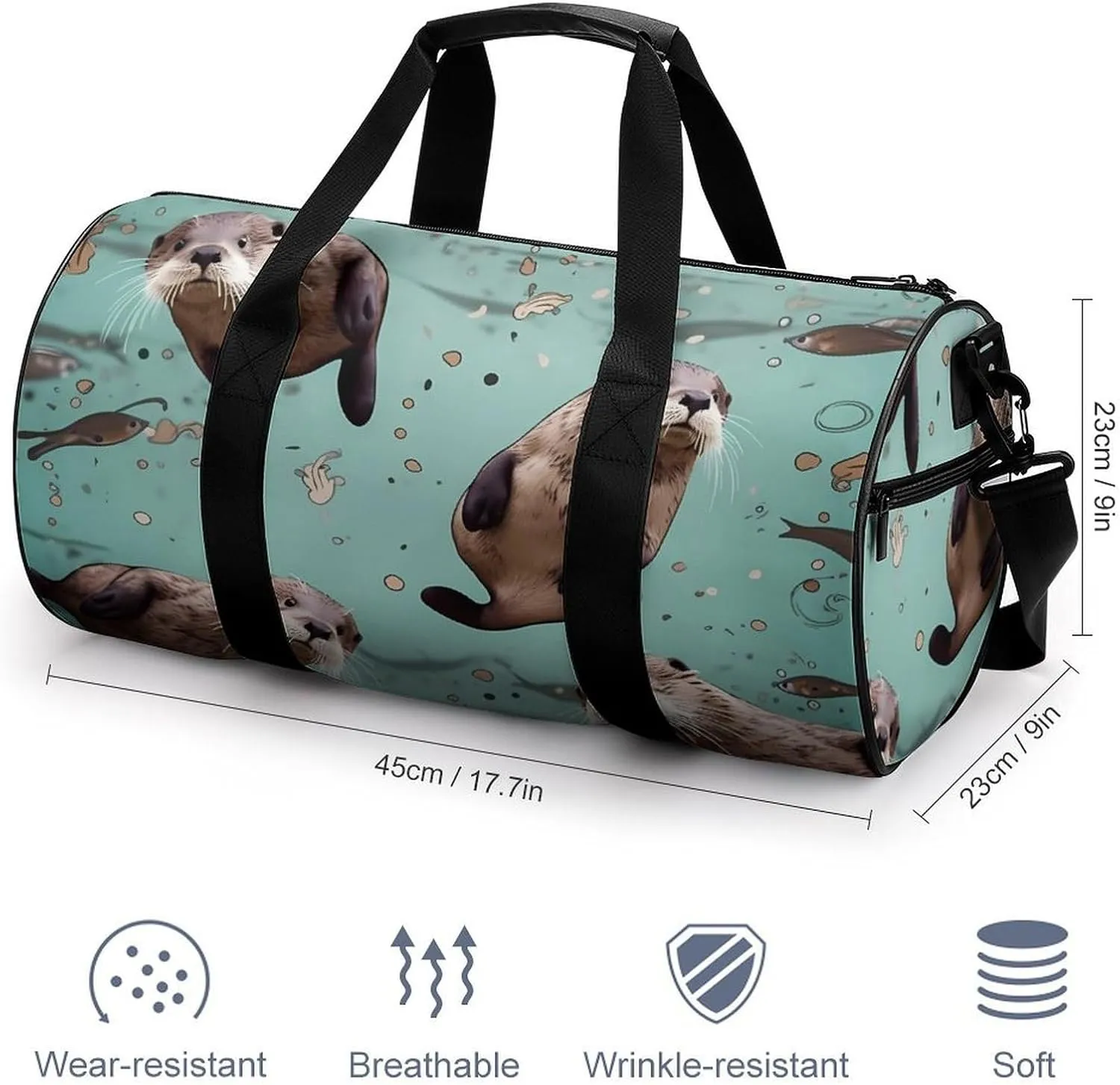 Otters Duffel Bag for Men Women Gym Bag Sports Small Overnight Bag for Travel Weekender, 17.7in/9in/9in, XB0606009