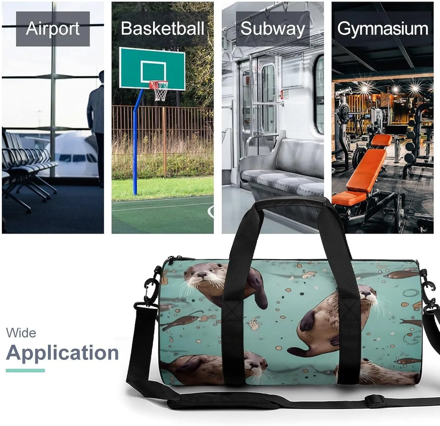 Otters Duffel Bag for Men Women Gym Bag Sports Small Overnight Bag for Travel Weekender, 17.7in/9in/9in, XB0606009