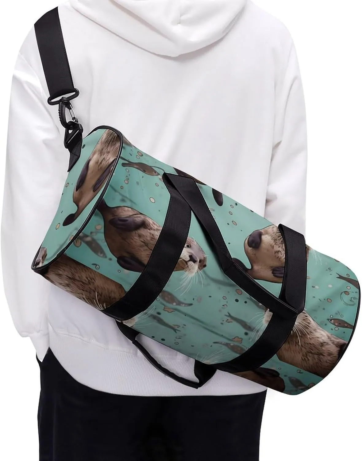 Otters Duffel Bag for Men Women Gym Bag Sports Small Overnight Bag for Travel Weekender, 17.7in/9in/9in, XB0606009