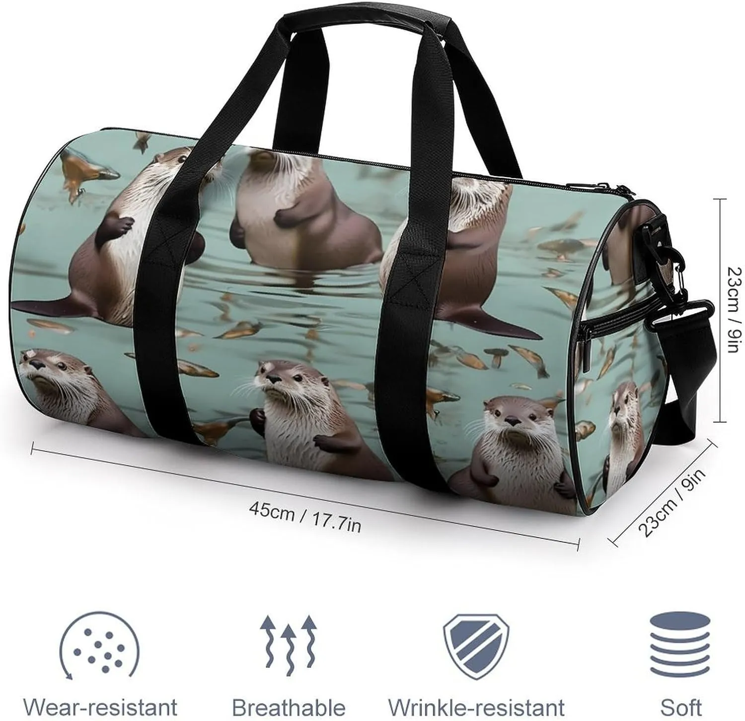 Otters Duffel Bag for Men Women Gym Bag Sports Small Overnight Bag for Travel Weekender