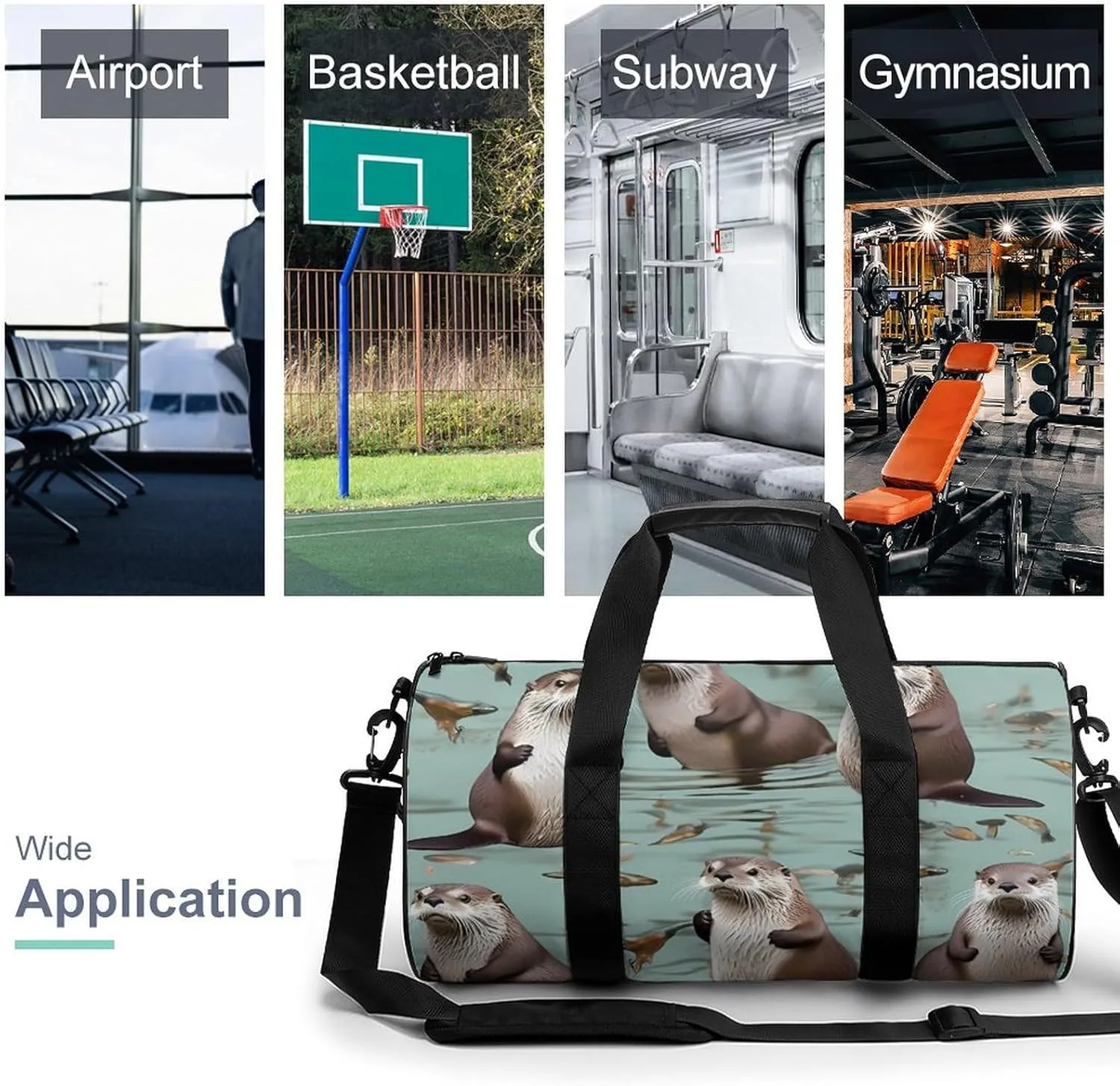 Otters Duffel Bag for Men Women Gym Bag Sports Small Overnight Bag for Travel Weekender