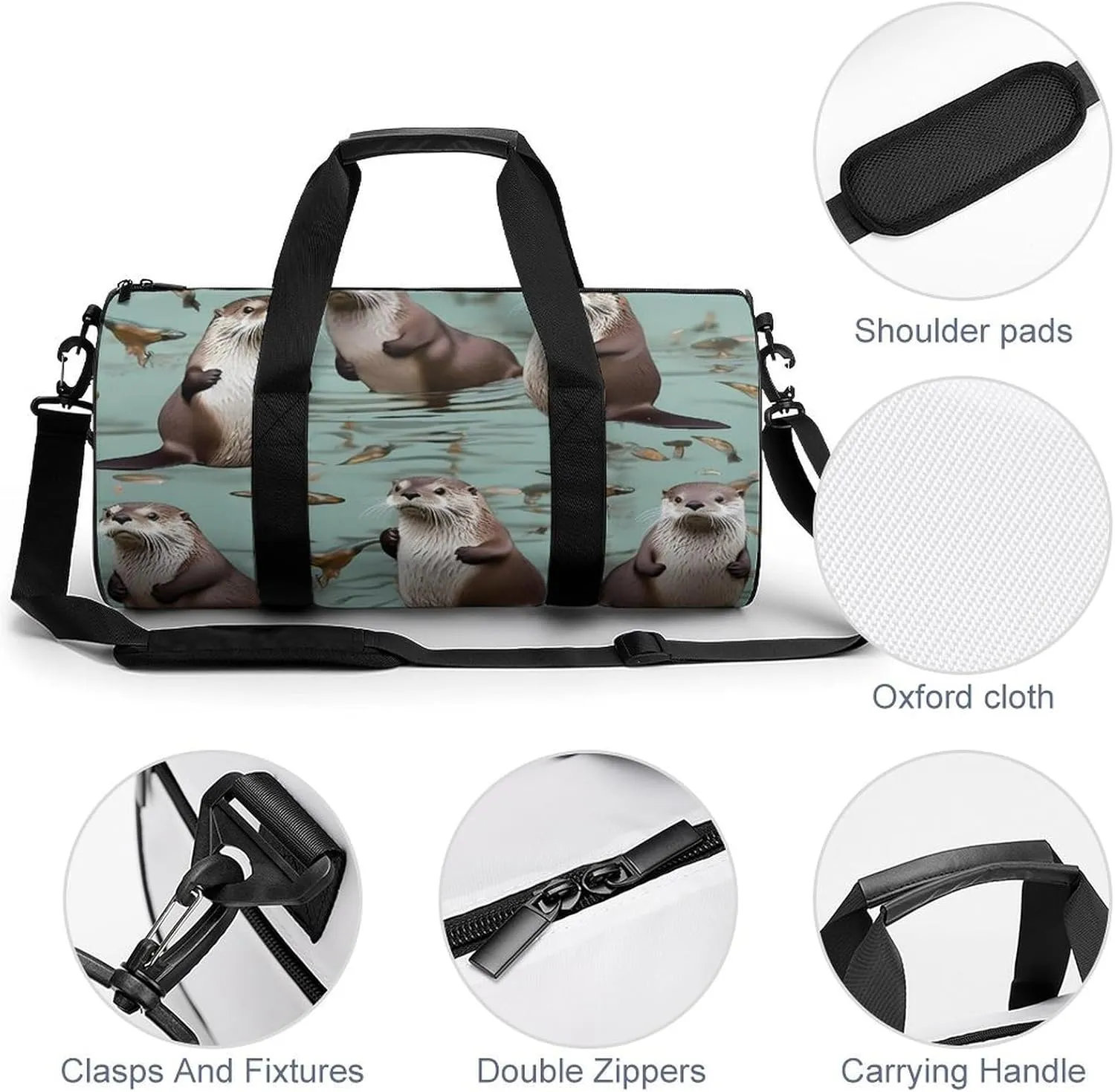 Otters Duffel Bag for Men Women Gym Bag Sports Small Overnight Bag for Travel Weekender