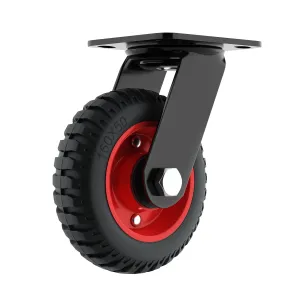 Outdoor Caster Wheels, 6 Inch Caster Wheels, Cart Wheel, 6” Casters, Swivel Wheel, Plate Castor, Heavy Duty, Industrial, All Terrain, Off Road, Chicken Coop, Large, No Flat, Flat Free, Solid Rubber