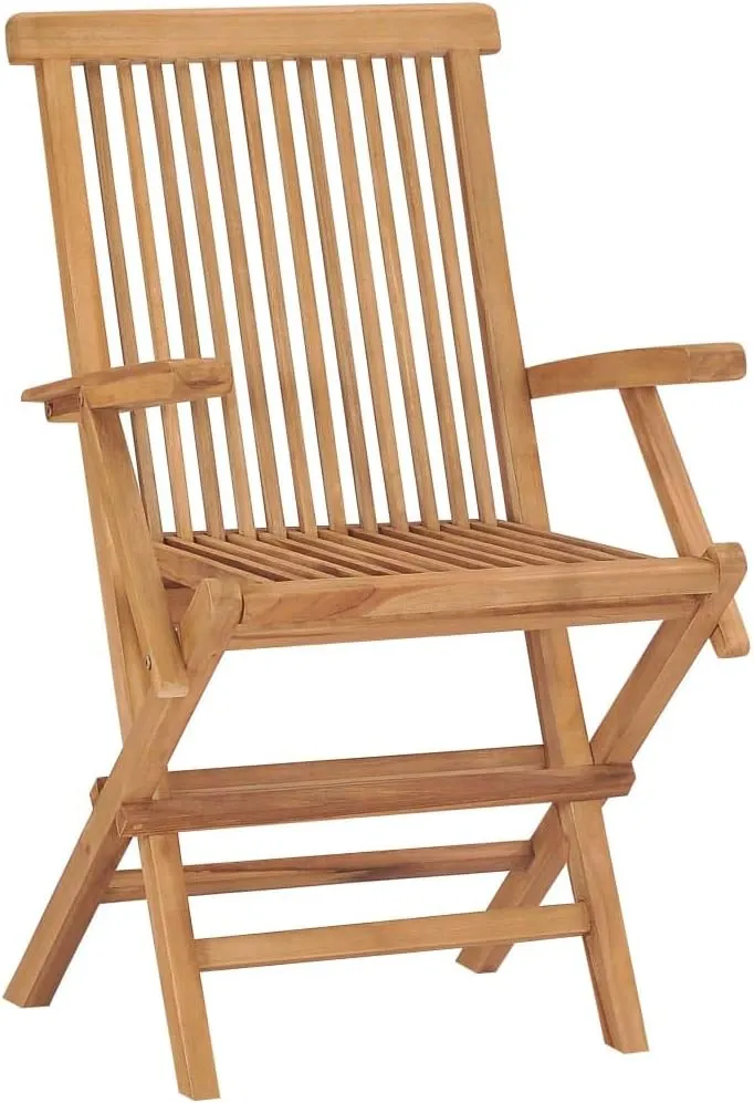 Patio Chairs 2 Pcs Solid Teak Wood with Anthracite Cushions, Foldable Outdoor Furniture for Garden, Poolside, Deck, Backyard