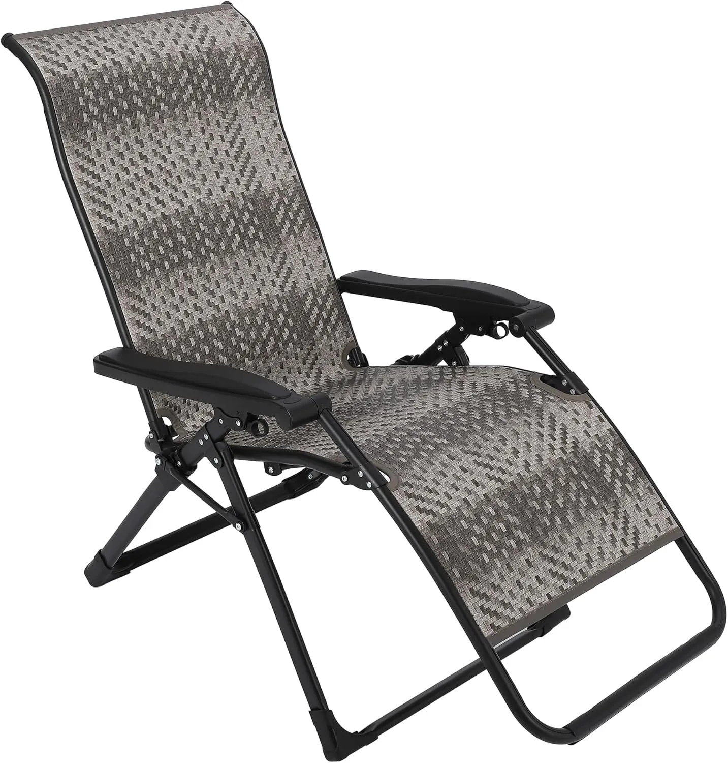 Patio Rattan Reclining Folding Chair, Adjustable & Portable Lounge Chair with Widened Armrest & Heavy Duty Wicker for Indoor, Poolside, Balcony, Backyard, Garden, Patio