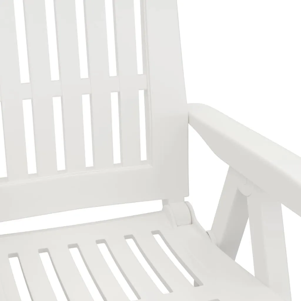 Patio Reclining Chairs 2 Pack White PP Adjustable Backrest Outdoor Furniture Foldable Lounge Chairs for Pool Beach Camping Backyard