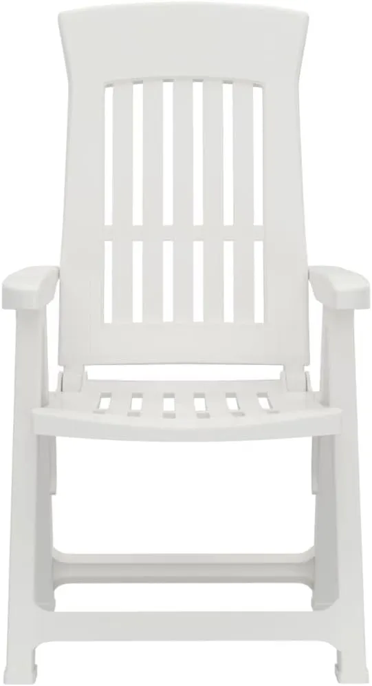 Patio Reclining Chairs 2 Pack White PP Adjustable Backrest Outdoor Furniture Foldable Lounge Chairs for Pool Beach Camping Backyard
