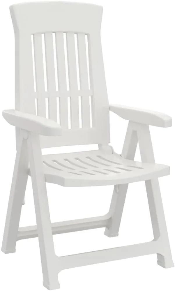 Patio Reclining Chairs 2 Pack White PP Adjustable Backrest Outdoor Furniture Foldable Lounge Chairs for Pool Beach Camping Backyard