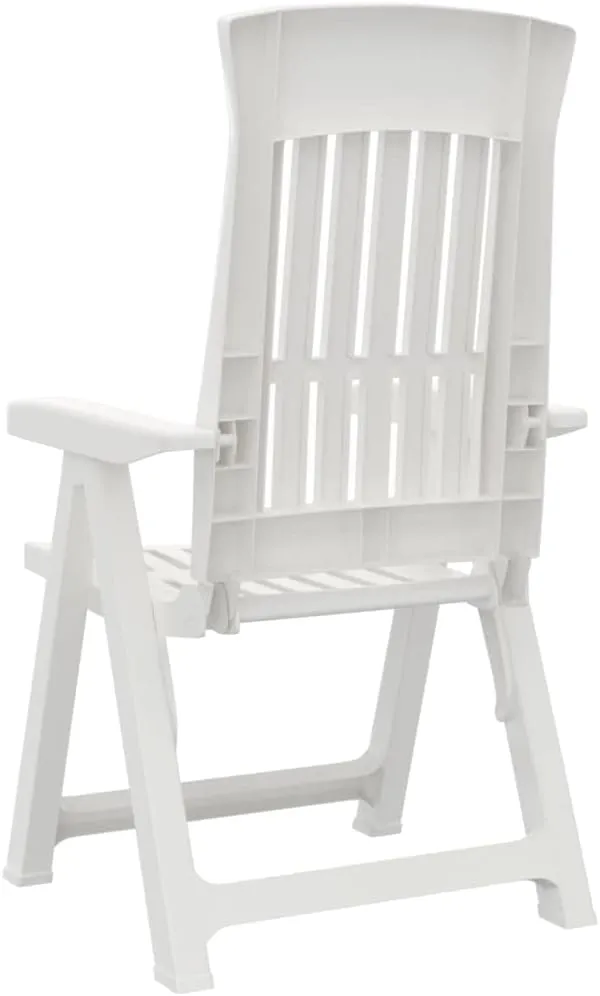Patio Reclining Chairs 2 Pack White PP Adjustable Backrest Outdoor Furniture Foldable Lounge Chairs for Pool Beach Camping Backyard