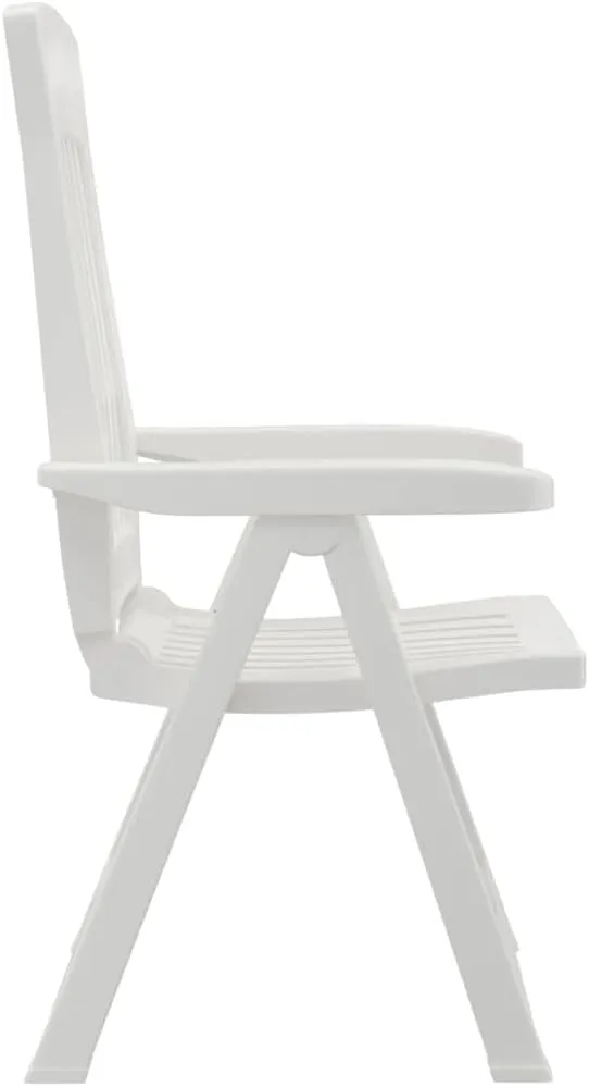 Patio Reclining Chairs 2 Pack White PP Adjustable Backrest Outdoor Furniture Foldable Lounge Chairs for Pool Beach Camping Backyard