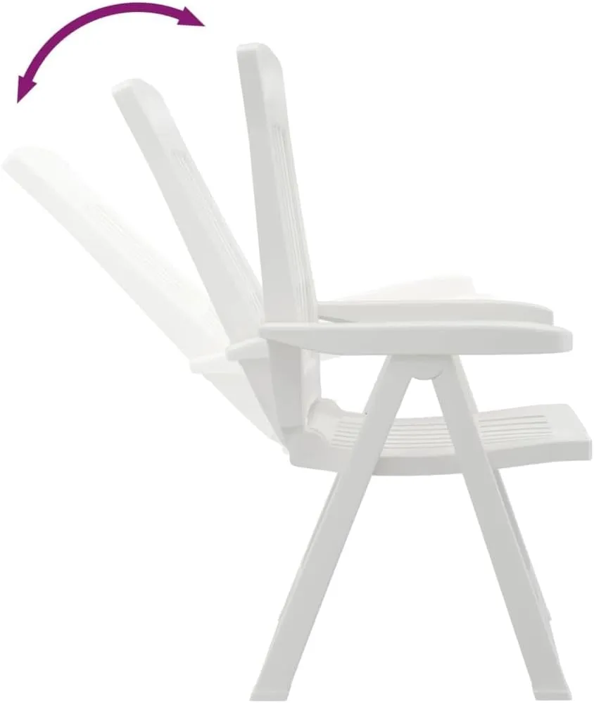 Patio Reclining Chairs 2 Pack White PP Adjustable Backrest Outdoor Furniture Foldable Lounge Chairs for Pool Beach Camping Backyard