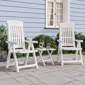 Patio Reclining Chairs 2 Pack White PP Adjustable Backrest Outdoor Furniture Foldable Lounge Chairs for Pool Beach Camping Backyard