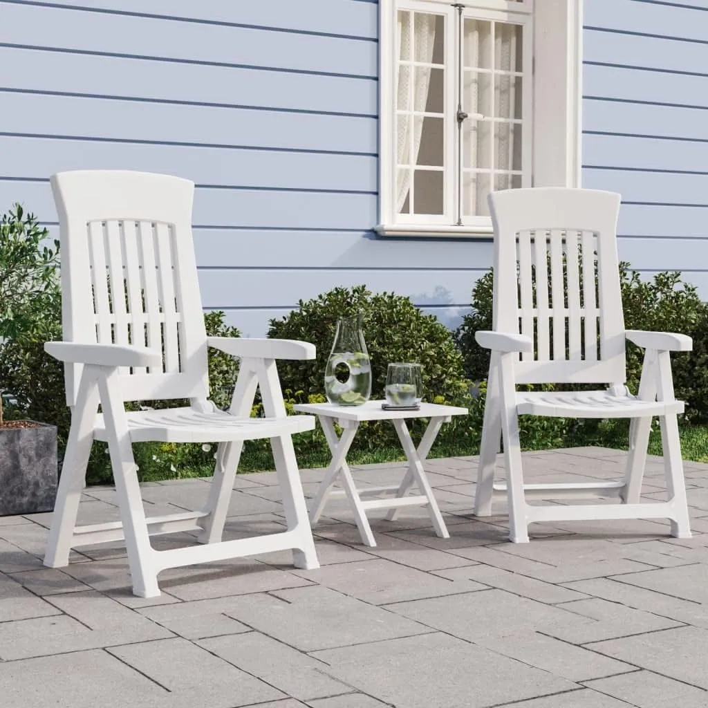 Patio Reclining Chairs 2 Pack White PP Adjustable Backrest Outdoor Furniture Foldable Lounge Chairs for Pool Beach Camping Backyard