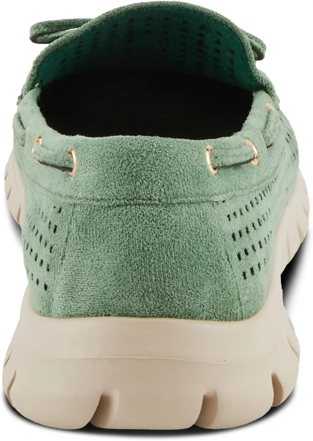 PATRIZIA Women's Aboard Moccasin Loafers – Microsuede Slip-On Shoes with Elegant Square-Dot Perforation, Bow Accent, and Cushioned Comfort Footbed