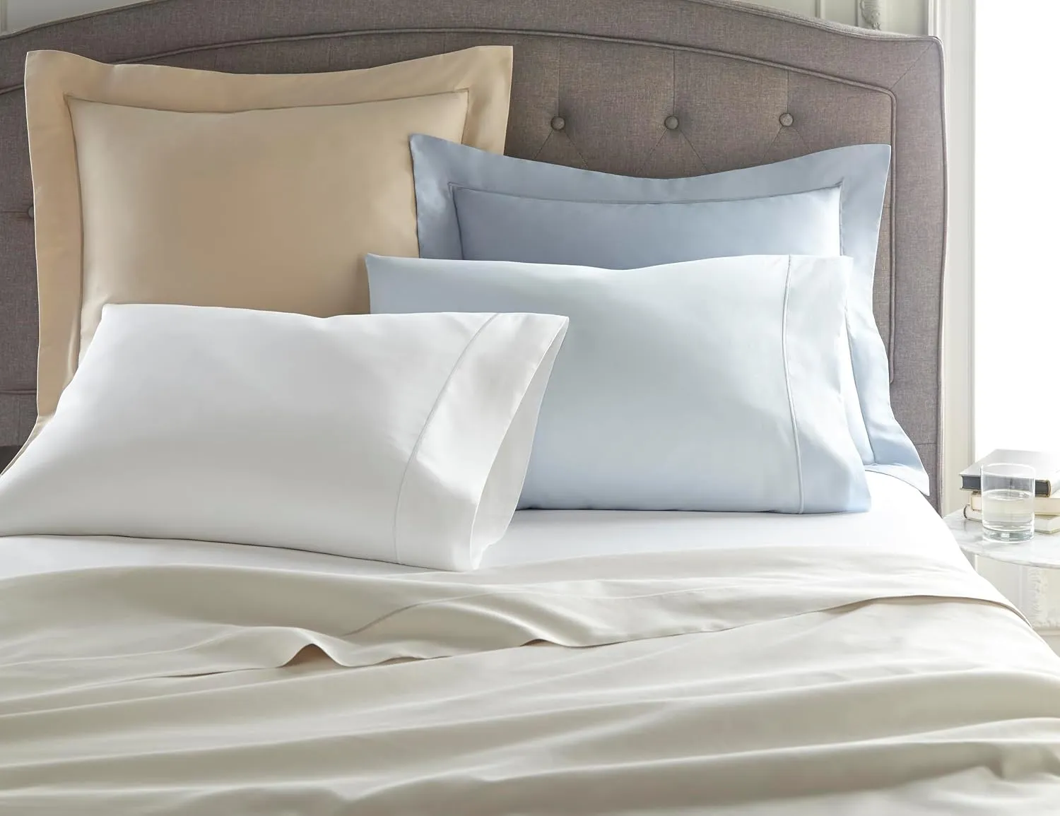 Peacock Alley Soprano Luxury Sateen Sheet Sets - 100% Long Staple Cotton, 420 Thread-Count, Soft and Smooth Sateen Weave - Queen, Platinum