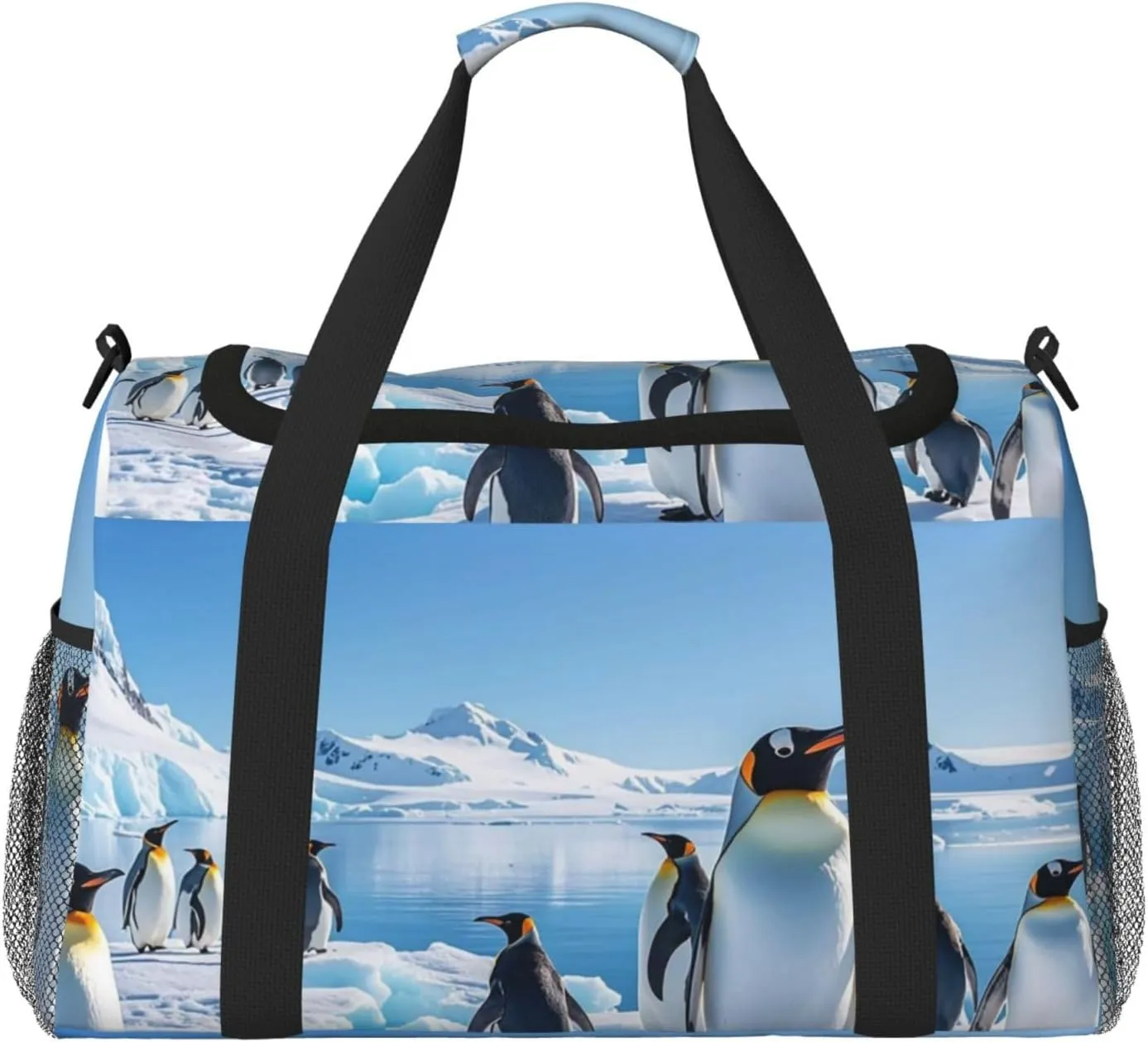 Penguin Antarctica Ice Travel Duffel Bag Lightweight Waterproof Carry On Tote Bag Foldable Weekender Overnight Bags Sport Gym Bag For Women Men