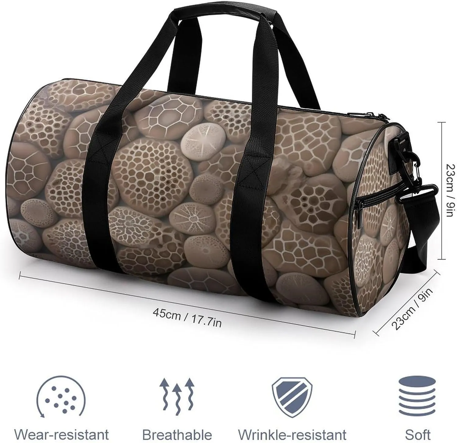 Petoskey Stone Duffel Bag for Men Women Gym Bag Sports Small Overnight Bag for Travel Weekender, 17.7in/9in/9in, XB0606009