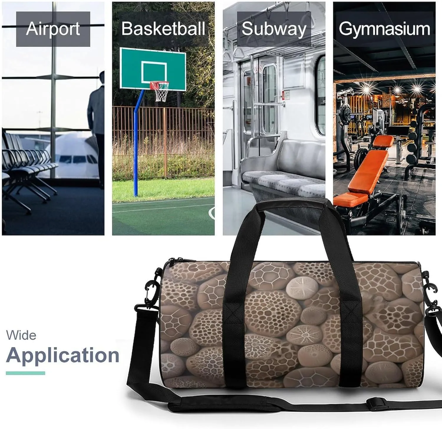 Petoskey Stone Duffel Bag for Men Women Gym Bag Sports Small Overnight Bag for Travel Weekender, 17.7in/9in/9in, XB0606009