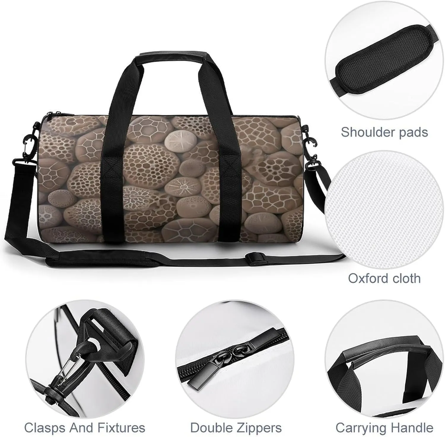 Petoskey Stone Duffel Bag for Men Women Gym Bag Sports Small Overnight Bag for Travel Weekender, 17.7in/9in/9in, XB0606009