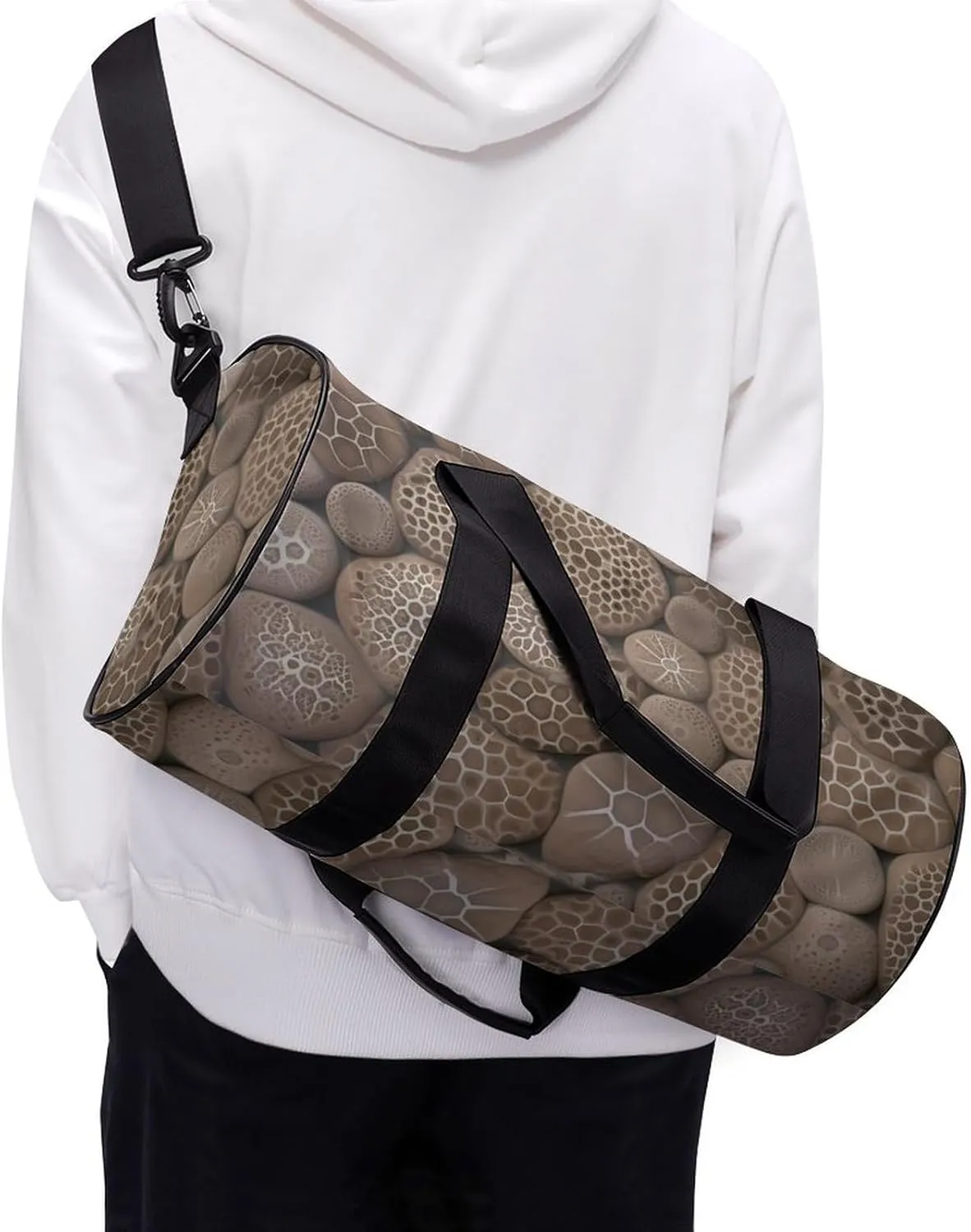 Petoskey Stone Duffel Bag for Men Women Gym Bag Sports Small Overnight Bag for Travel Weekender, 17.7in/9in/9in, XB0606009