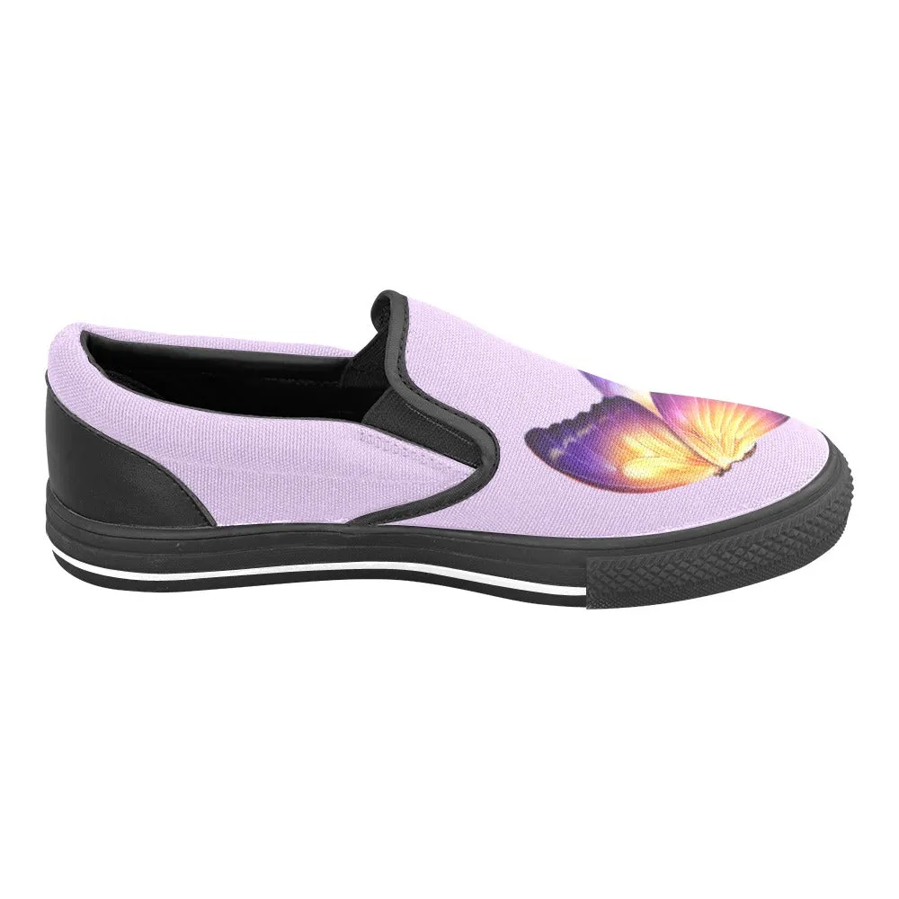 phi_nu_alpha_butterfly-slip on shoe Women's Slip-on Canvas Shoes (Model 019)