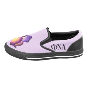 phi_nu_alpha_butterfly-slip on shoe Women's Slip-on Canvas Shoes (Model 019)