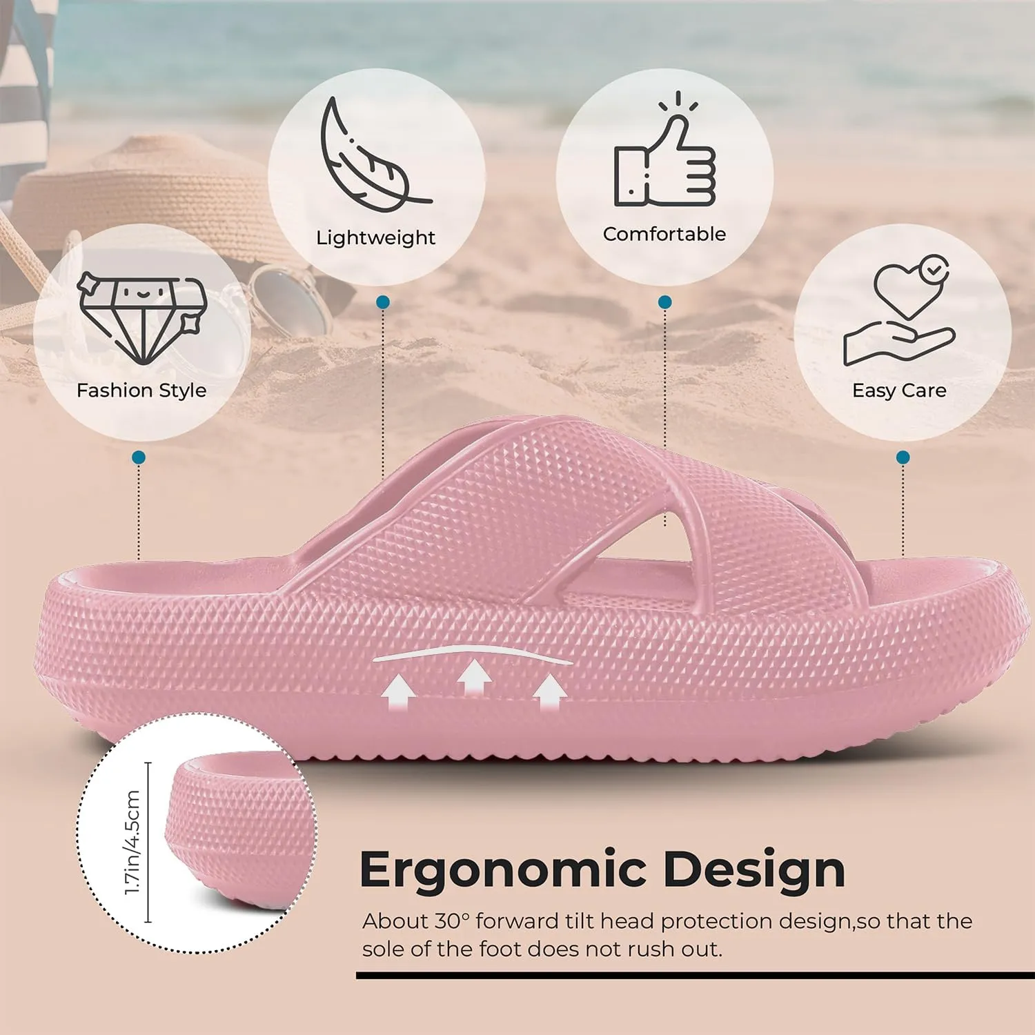 Pillow Slippers for Women and Men - Anti-Slip, Breathable House Shoes with Cross Strap Design, Cushioned Thick Sole for Ultimate Comfort and Versatility