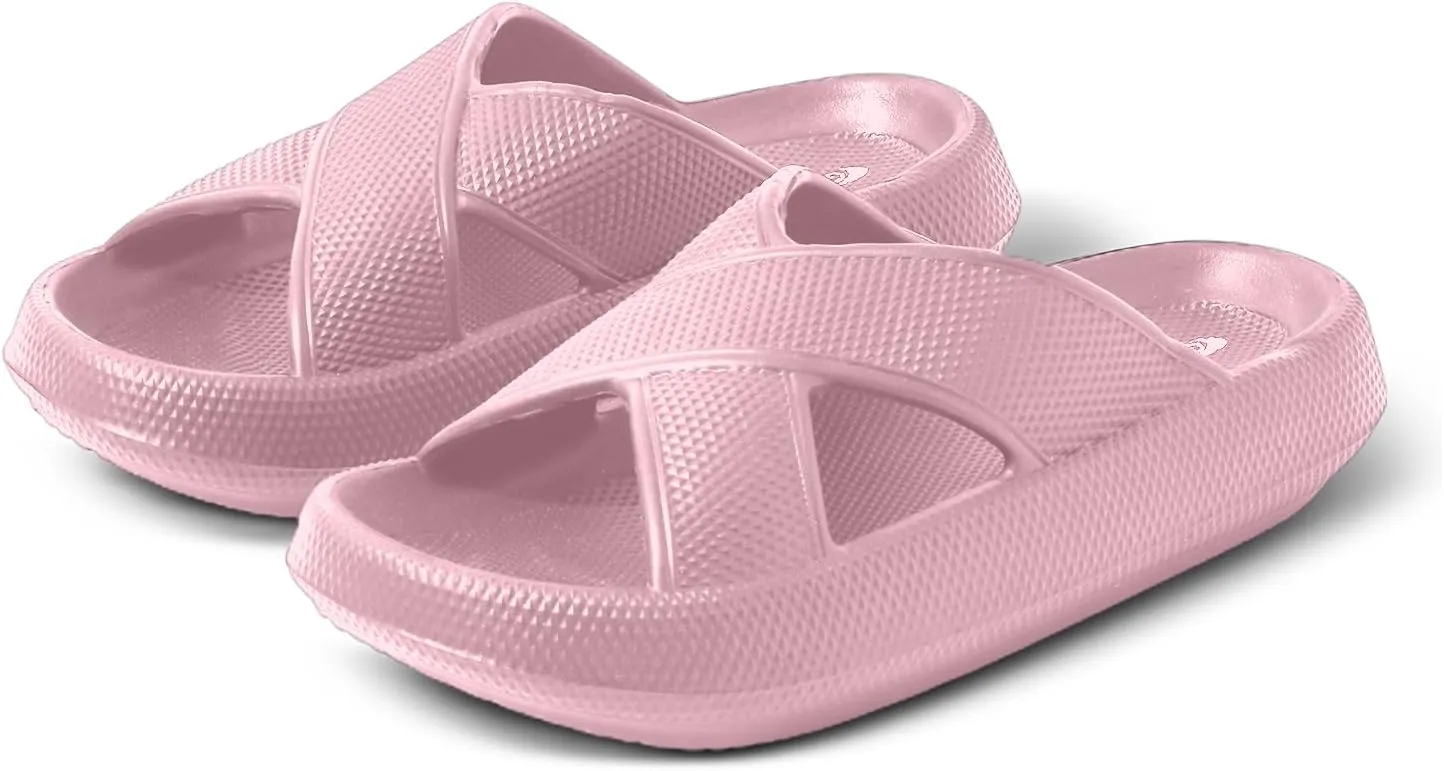 Pillow Slippers for Women and Men - Anti-Slip, Breathable House Shoes with Cross Strap Design, Cushioned Thick Sole for Ultimate Comfort and Versatility