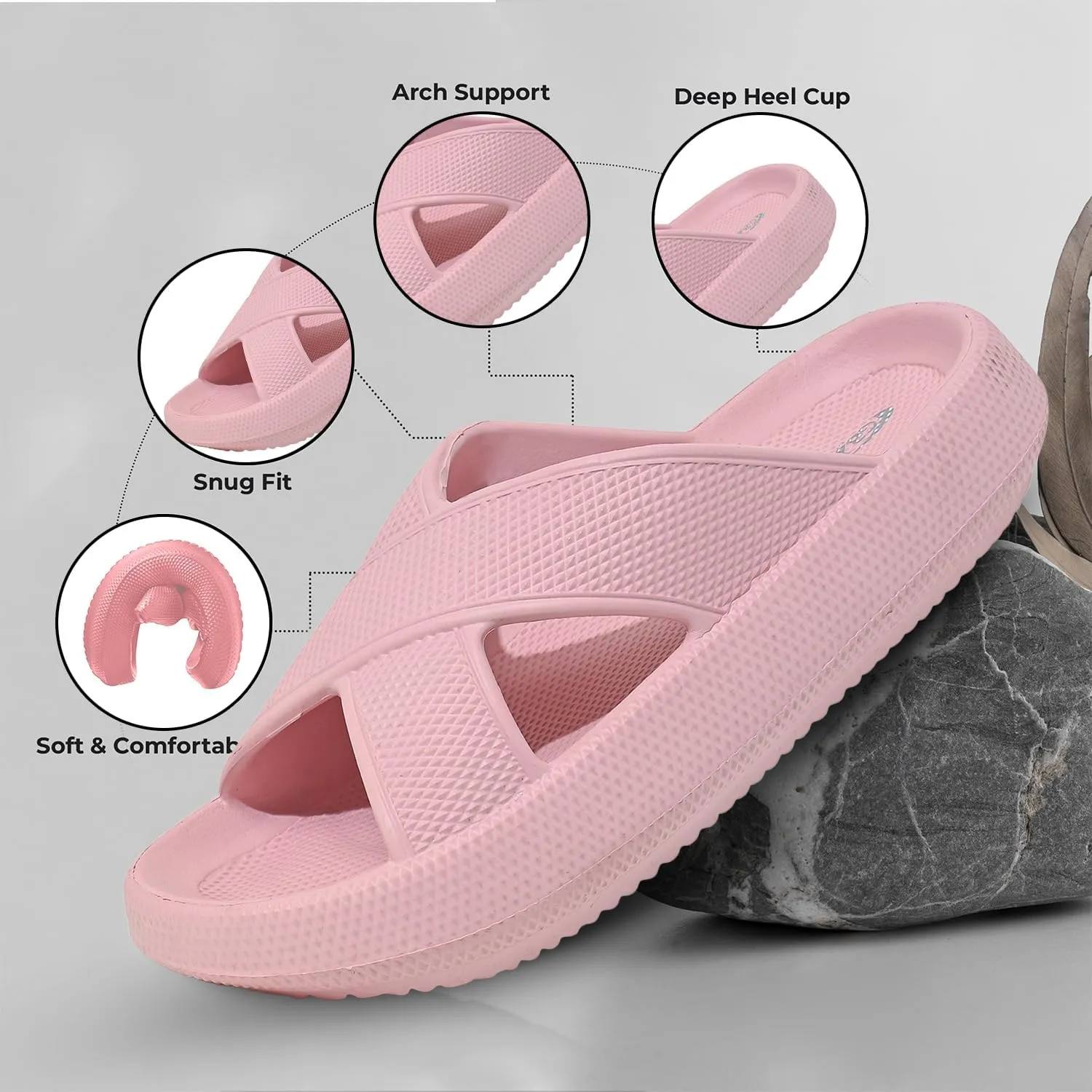 Pillow Slippers for Women and Men - Anti-Slip, Breathable House Shoes with Cross Strap Design, Cushioned Thick Sole for Ultimate Comfort and Versatility