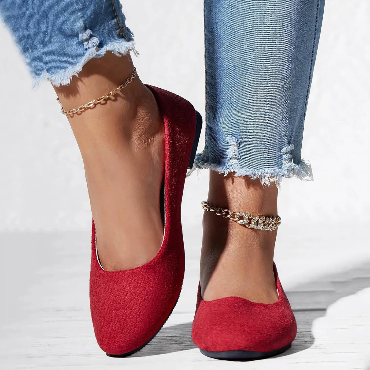 Pointed Toe Flats for Women Dressy Casual, Low Heel Dress Shoes Comfortable, Slip-on Business Work Loafer Shoes Ballet Flats
