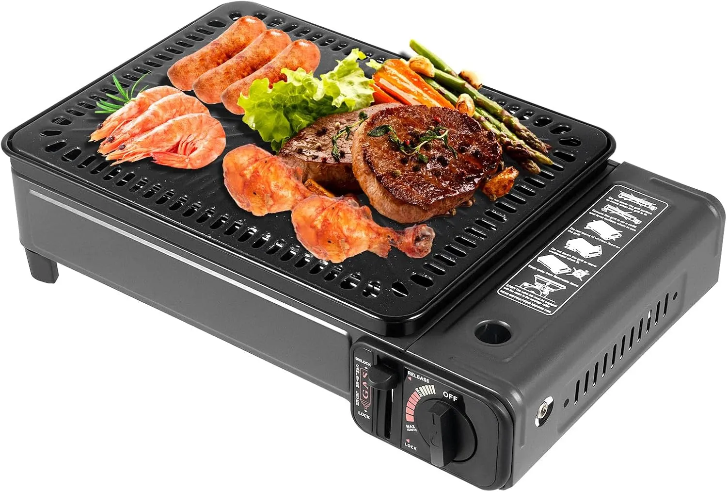 Portable Camping Gas Stove, Butane BBQ Grill Cooker