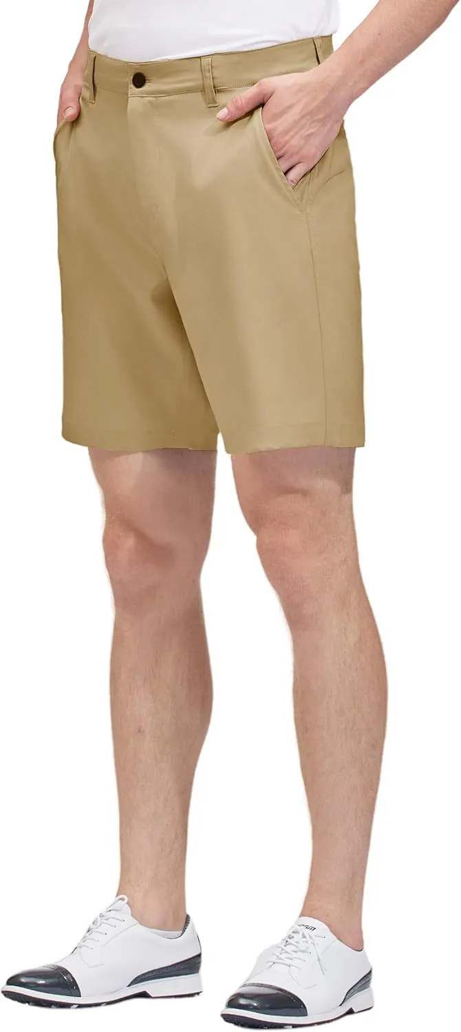 PULI Mens Golf Hybrid Shorts 7 Inch Dress Stretch Hiking Flat Front Quick Dry Lightweight Board Casual Shorts with Pockets