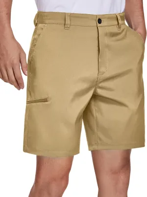 PULI Mens Golf Hybrid Shorts 7 Inch Dress Stretch Hiking Flat Front Quick Dry Lightweight Board Casual Shorts with Pockets