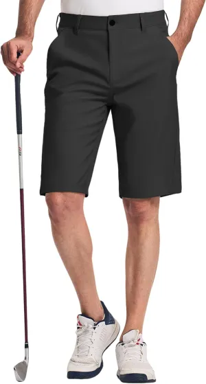 PULI Men's Stretch Golf Short Quick Dry Dress Casual Lightweight Flat Front 10" Summer Hybrid Shorts with Pockets