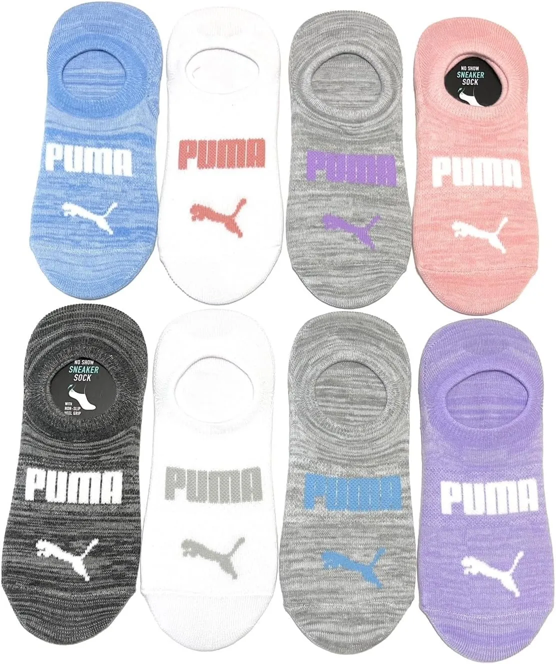 Puma Ladies Sneaker Liner Socks, 8-pair (Multi Color), 9.5