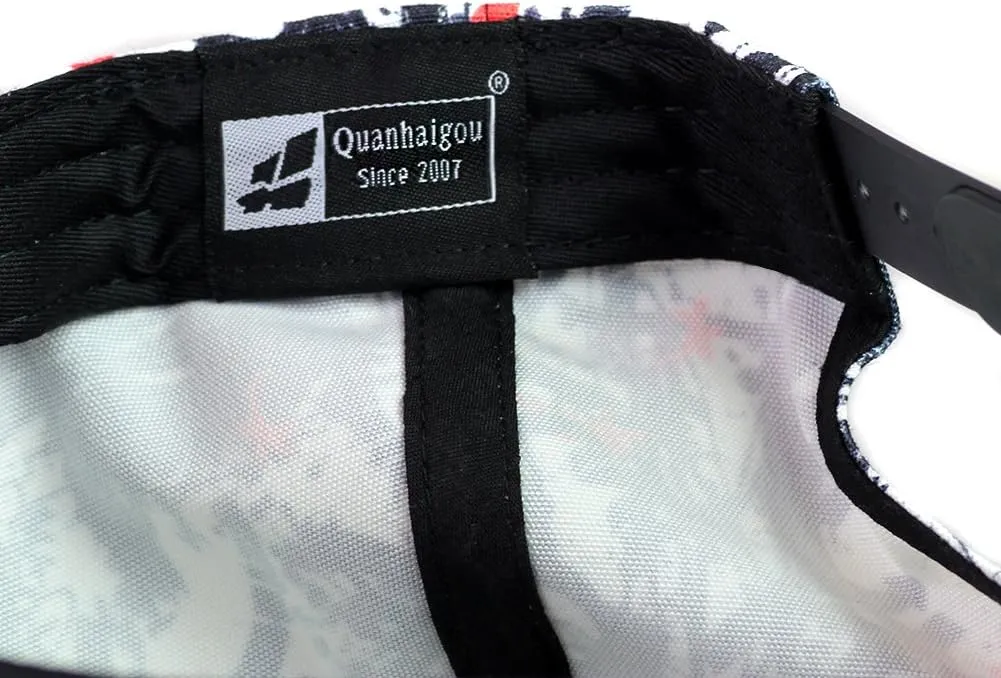 Quanhaigou Adjustable Snapback Hat for Men Women,Unisex Hip Hop Baseball Cap Flat Bill Brim Dad Hats