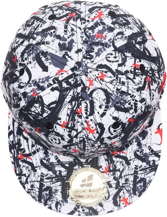 Quanhaigou Adjustable Snapback Hat for Men Women,Unisex Hip Hop Baseball Cap Flat Bill Brim Dad Hats