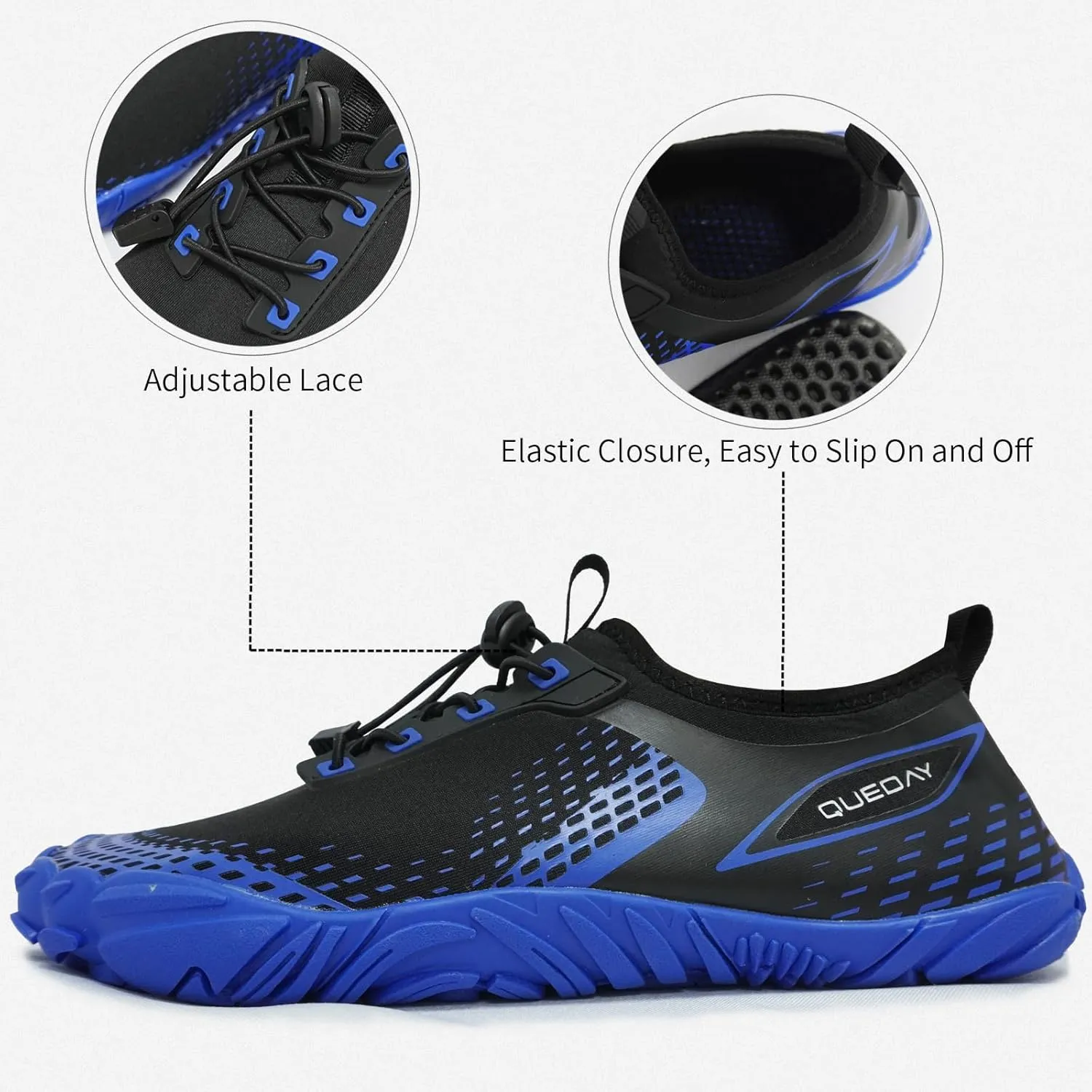 Queday Water Shoes for Women Men Quick Dry Barefoot Shoes Athletic Lightweight Sports Aqua Socks Outdoor Swim Fishing Hiking Diving Surf Walking Kayaking