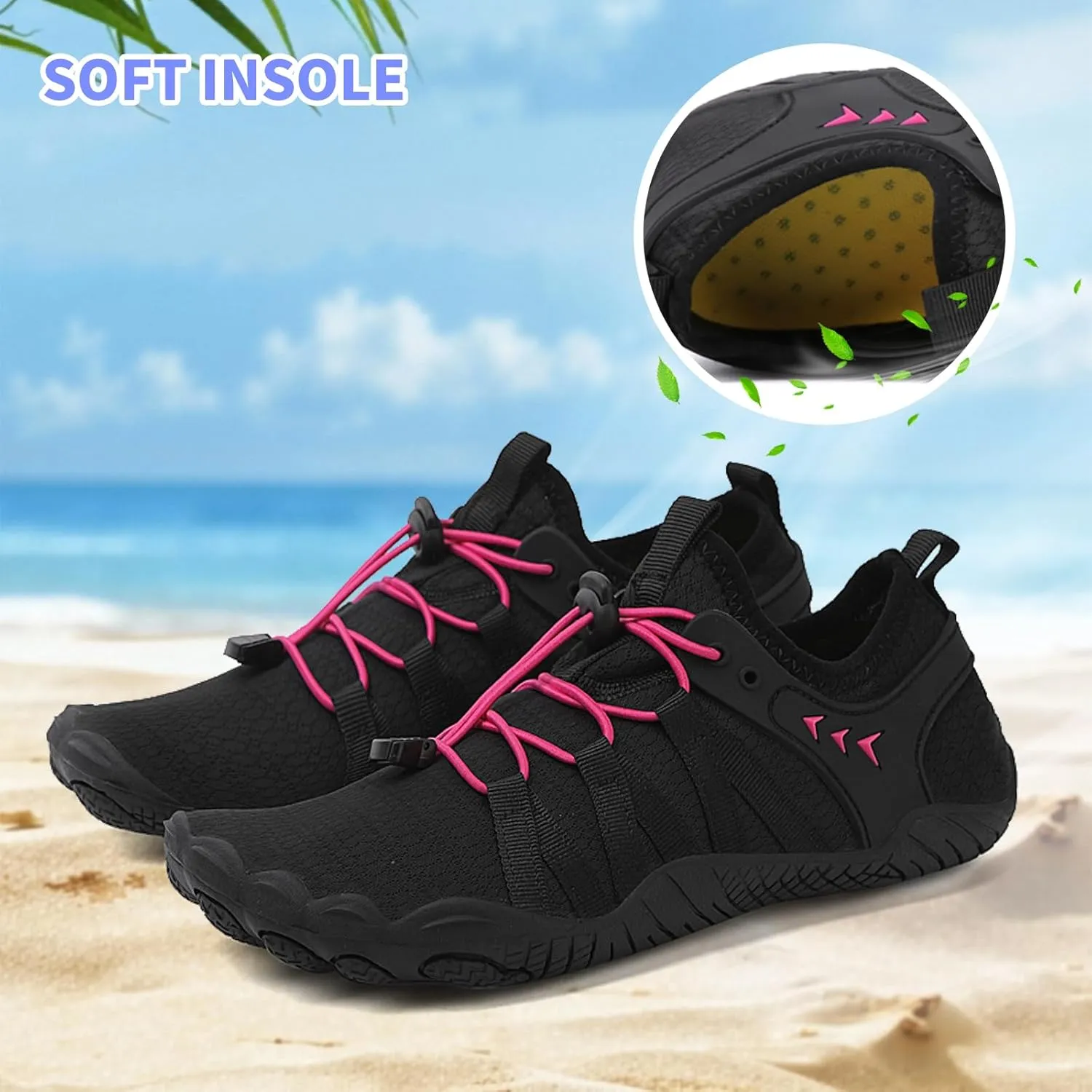 Quick Dry Barefoot Beach & Pool Shoes - Slip-on for Women & Men, Surf, Yoga & Water Sports