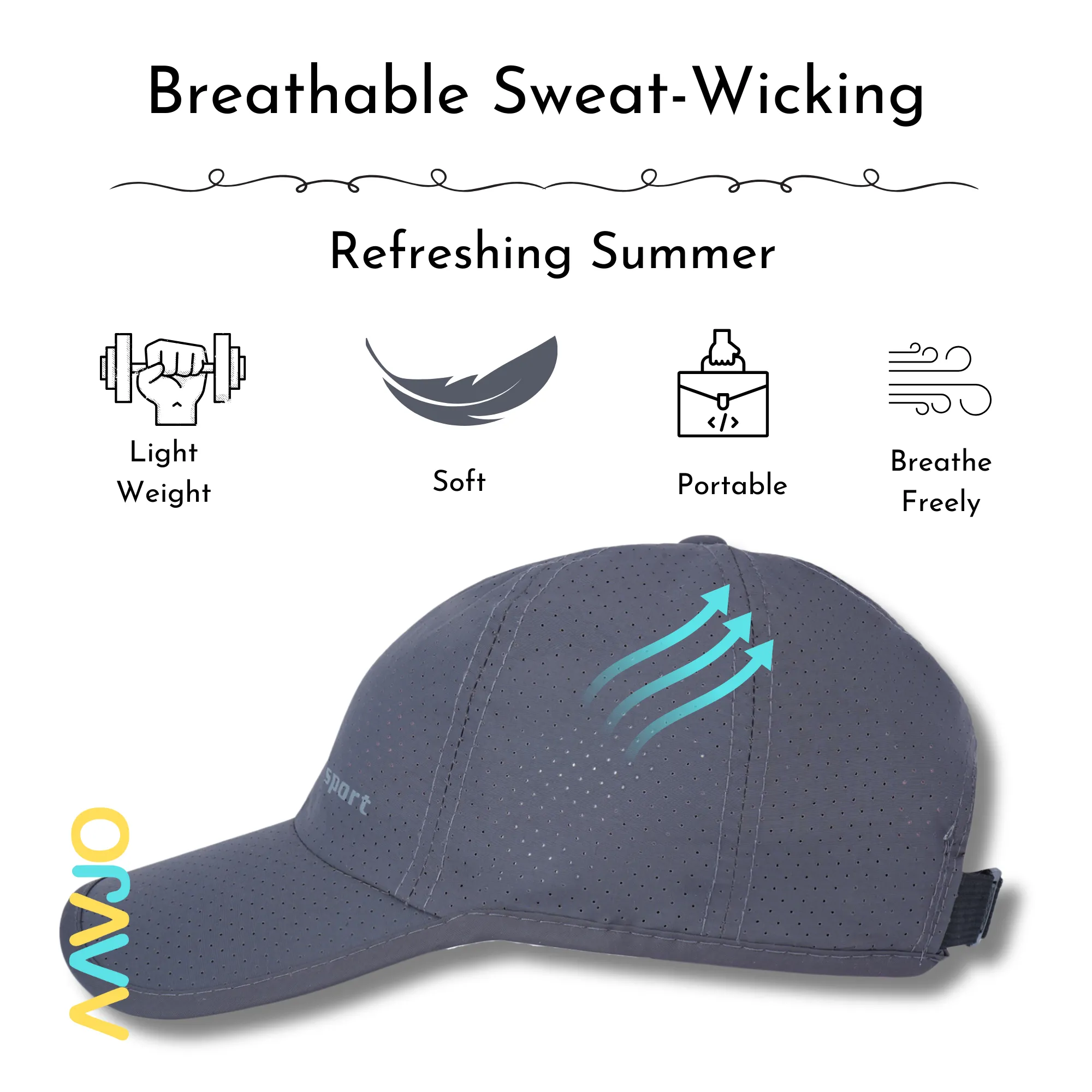 Quick Dry Baseball Cap Hat Topi for Men Women - Sport Grey