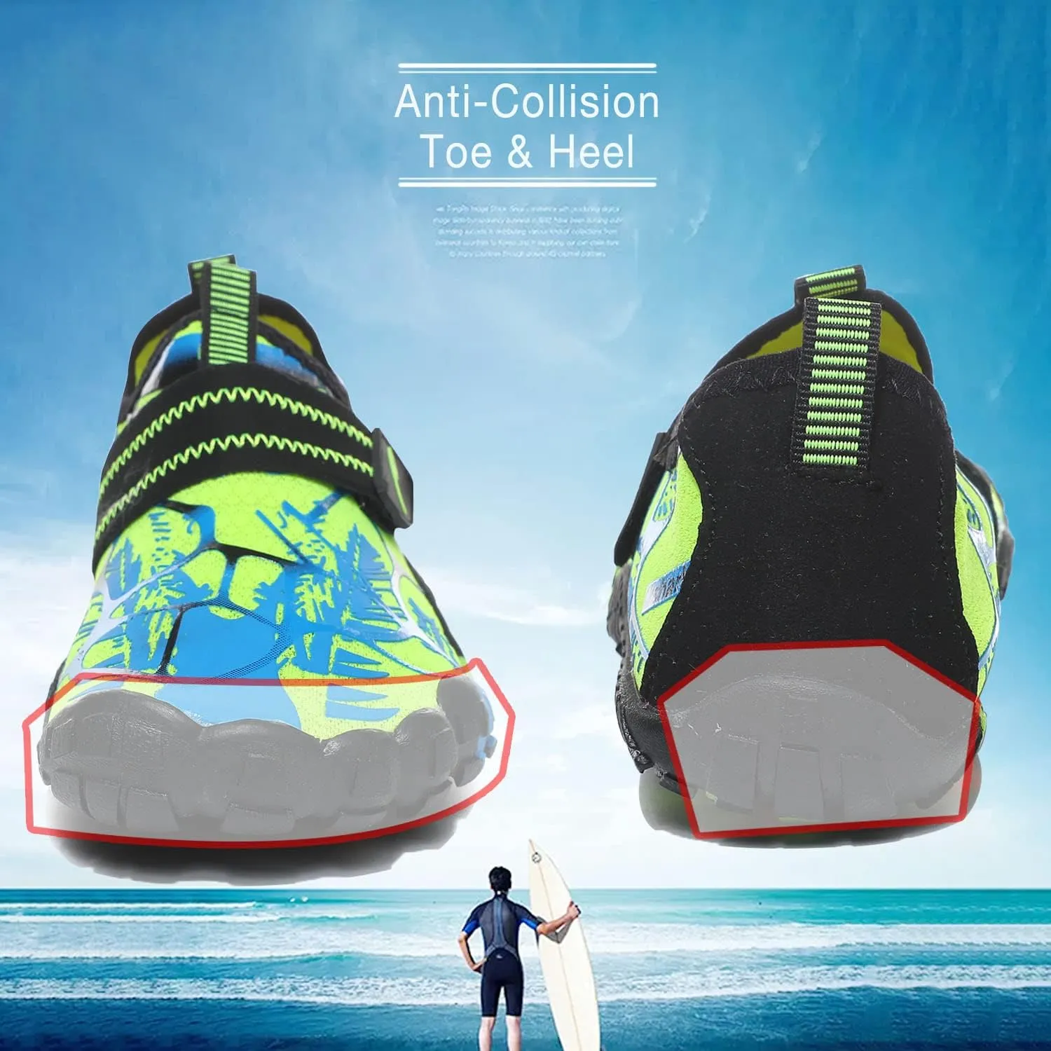 Quickshark Kids Water Shoes Boys Girls Barefoot Aqua Socks Outdoor Indoor Quick Dry Sandals Lightweight Slip On Walking Sneakers for Beach Pool Swim (Little Kid/Big Kid)