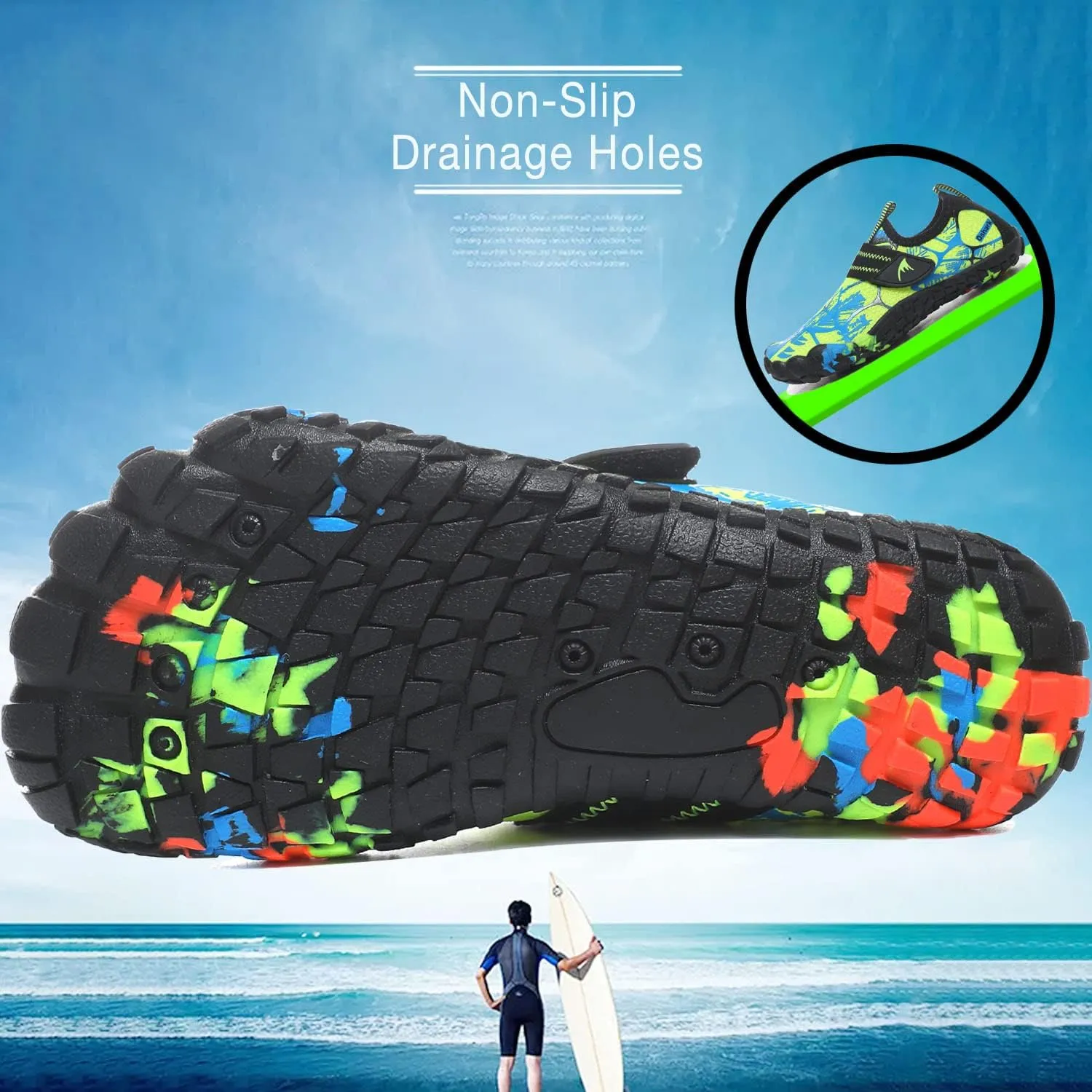 Quickshark Kids Water Shoes Boys Girls Barefoot Aqua Socks Outdoor Indoor Quick Dry Sandals Lightweight Slip On Walking Sneakers for Beach Pool Swim (Little Kid/Big Kid)