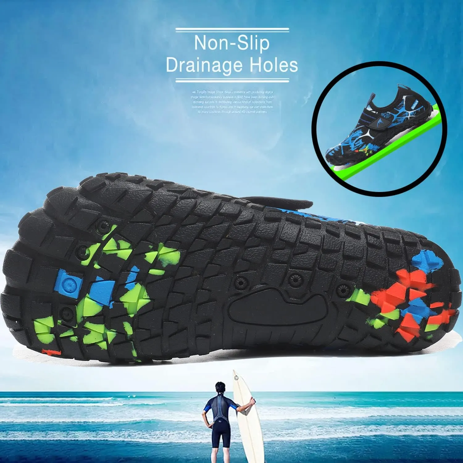 Quickshark Kids Water Shoes Boys Girls Barefoot Aqua Socks Outdoor Indoor Quick Dry Sandals Lightweight Slip On Walking Sneakers for Beach Pool Swim (Little Kid/Big Kid)