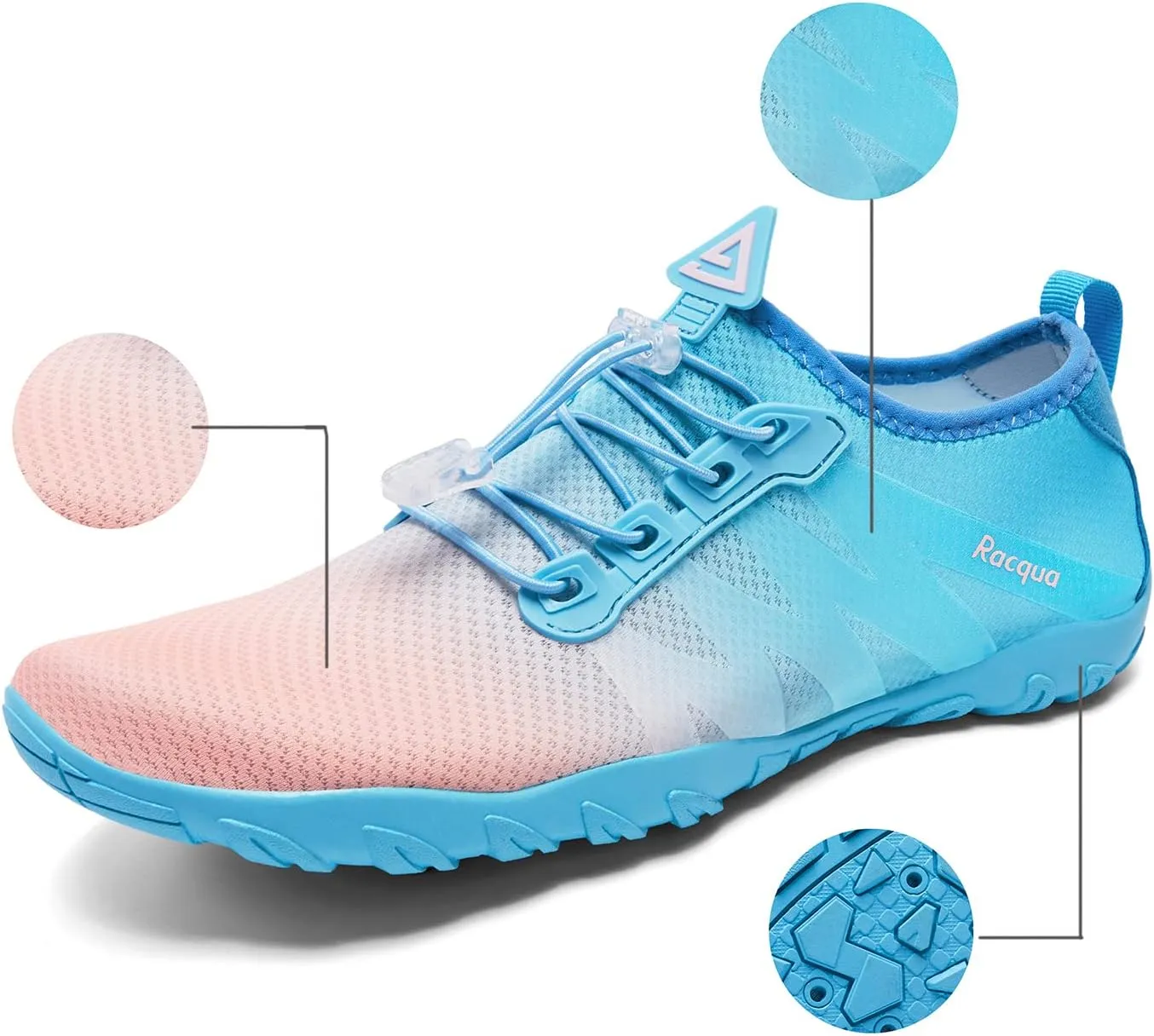 Racqua Water Shoes Men Women Quick Dry Gradient Colors Barefoot Aqua Athletic Sports Swim Surf Beach Shoes