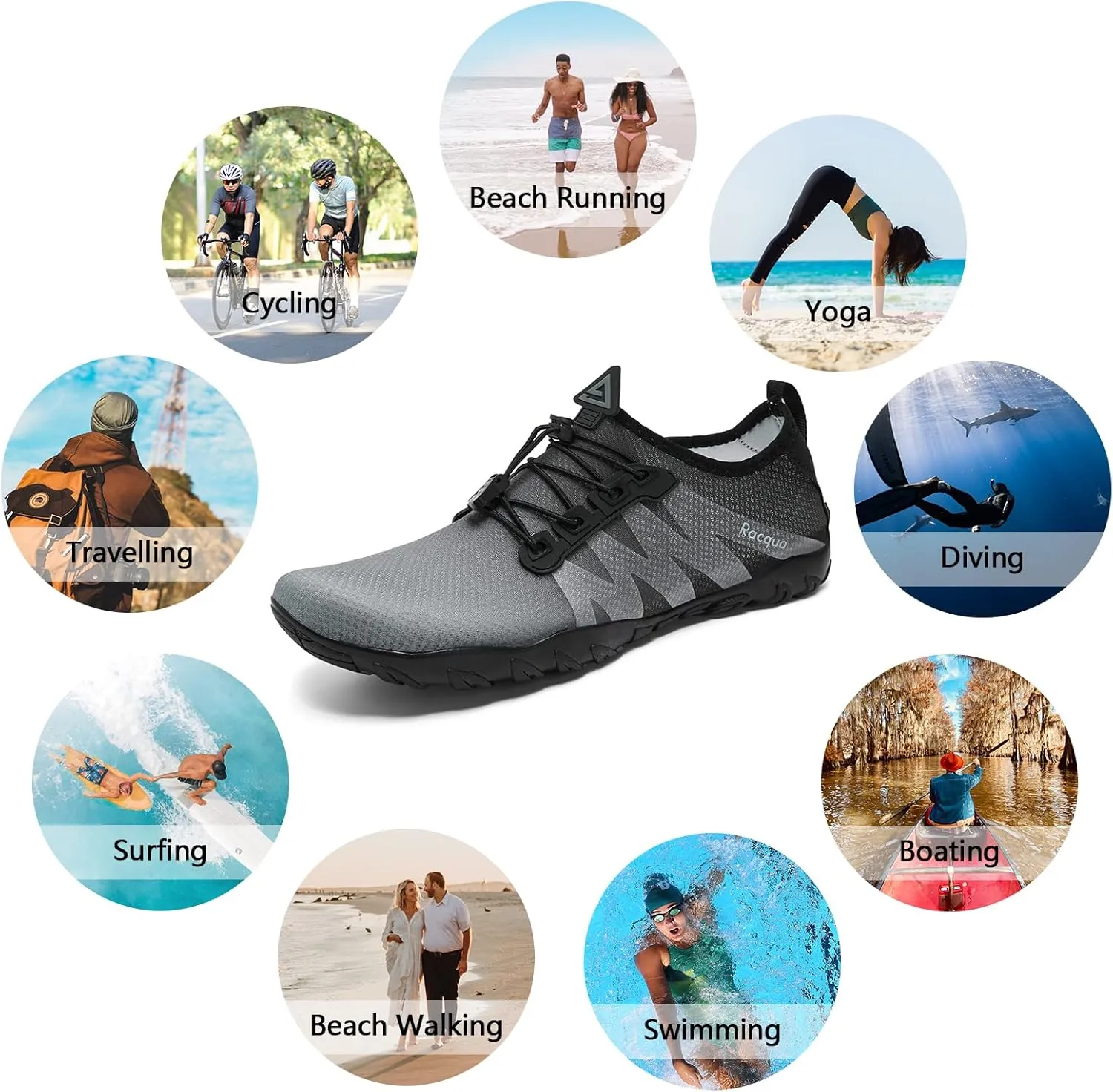 Racqua Water Shoes Men Women Quick Dry Gradient Colors Barefoot Aqua Athletic Sports Swim Surf Beach Shoes