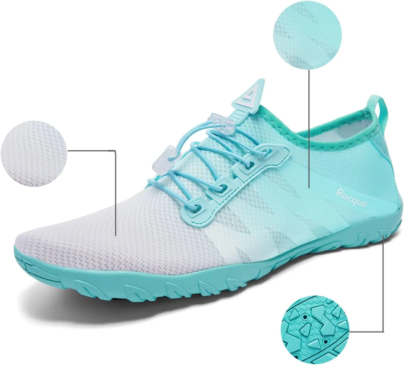 Racqua Water Shoes Men Women Quick Dry Gradient Colors Barefoot Aqua Athletic Sports Swim Surf Beach Shoes