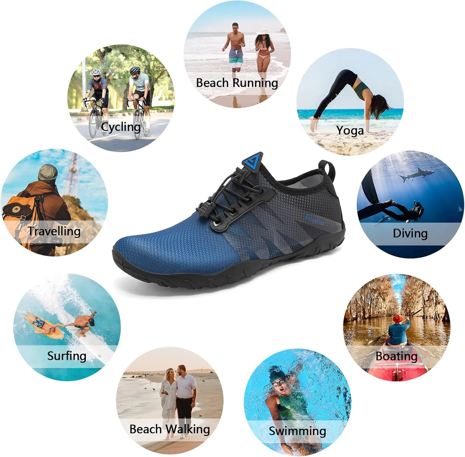Racqua Water Shoes Men Women Quick Dry Gradient Colors Barefoot Aqua Athletic Sports Swim Surf Beach Shoes