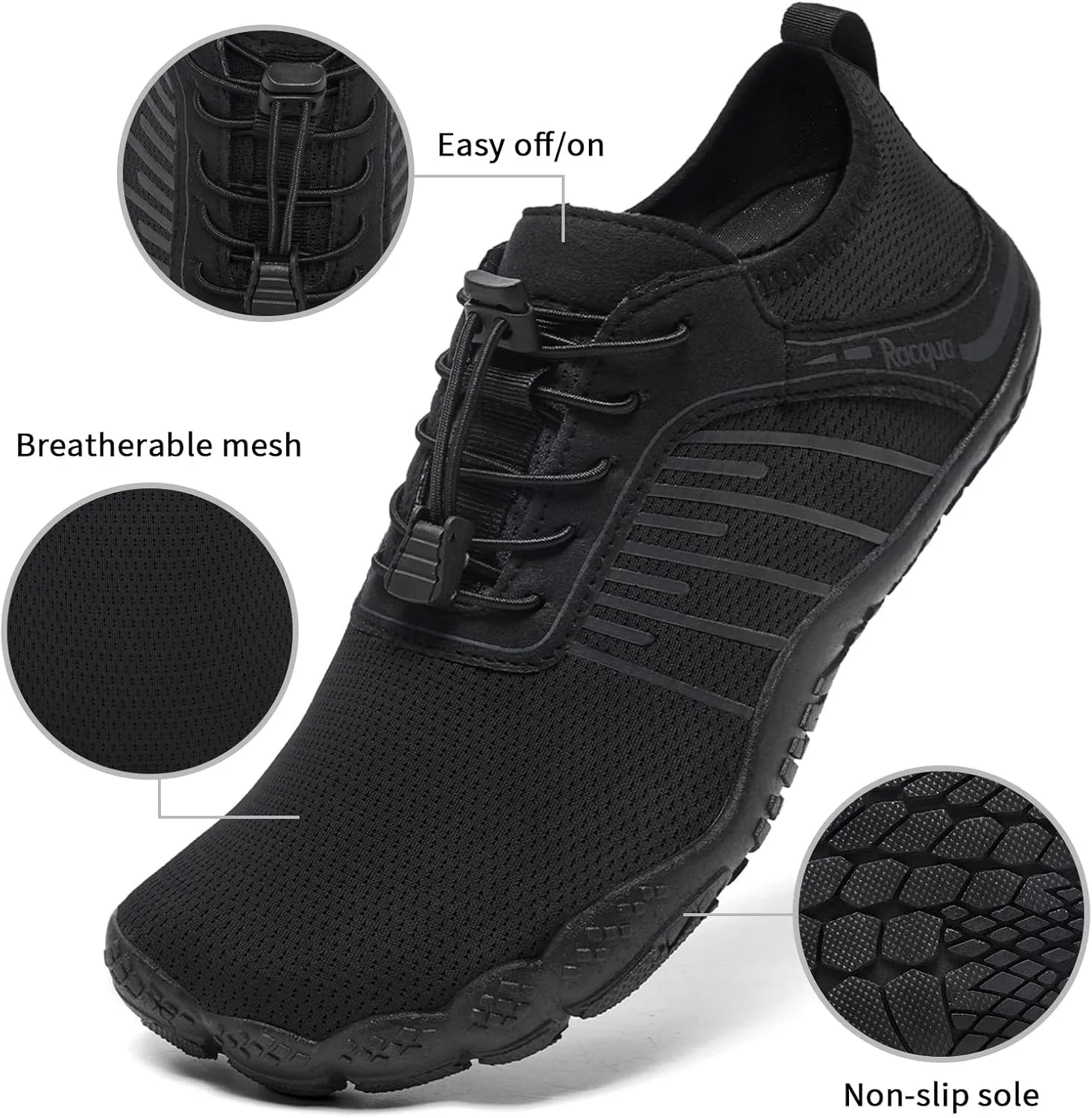 Racqua Water Shoes Men Women Swim Beach Shoes Non-Slip Quick Dry Shoes