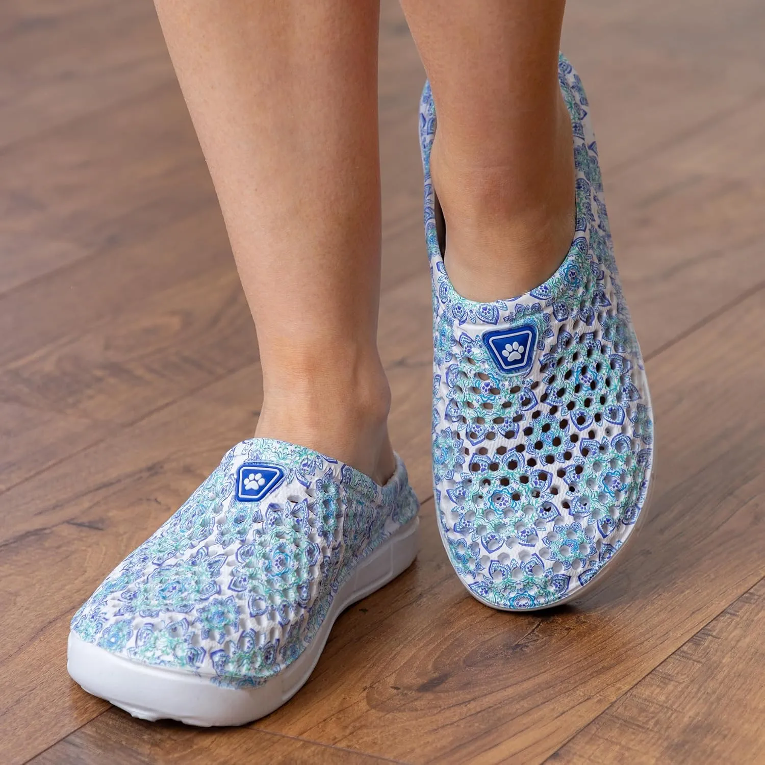 Rainbow Paw Clogs Lightweight Slip On Breathable EVA Water Friendly Quick Dry Durable Animal Lover Shoes Gifts for Women Mom Ladies