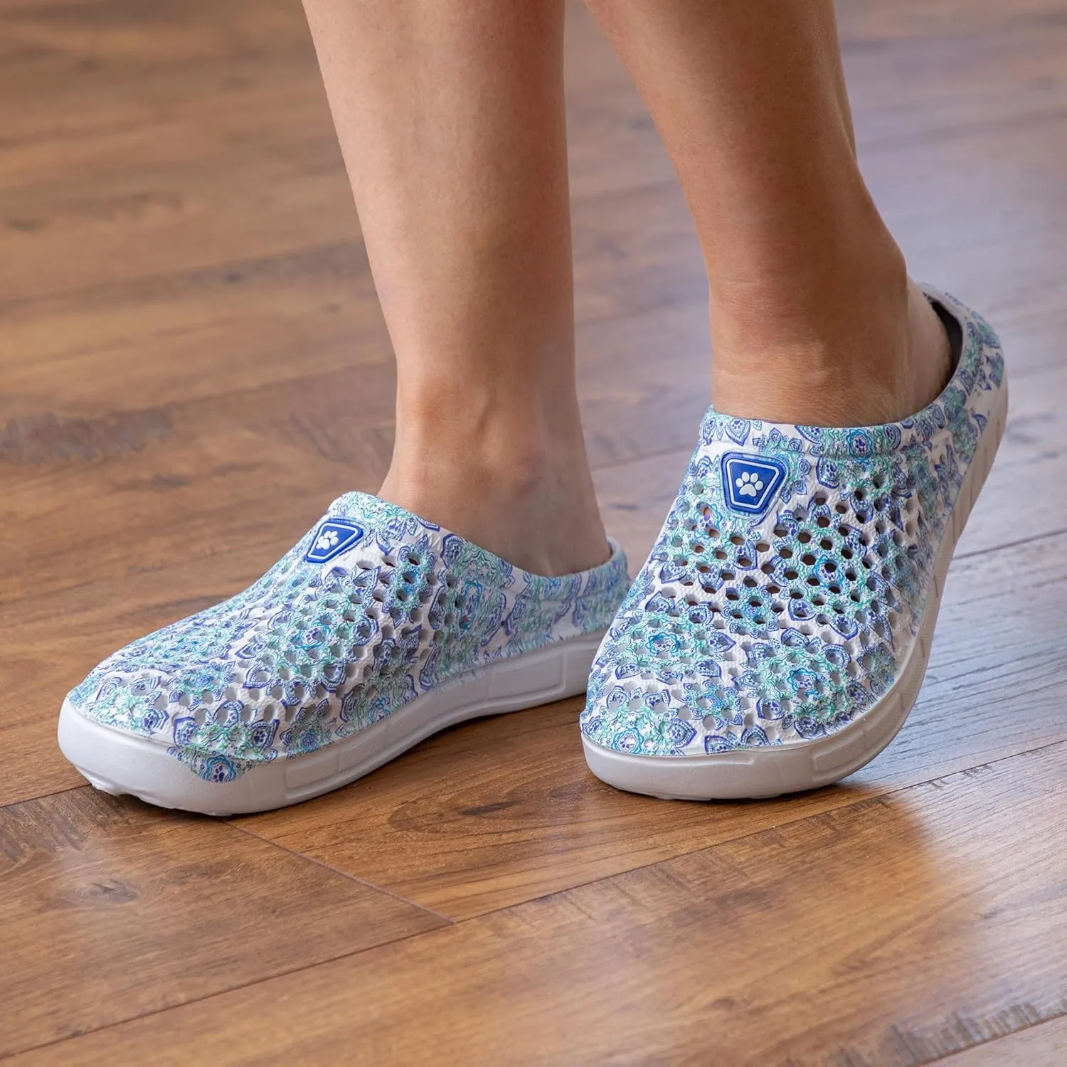 Rainbow Paw Clogs Lightweight Slip On Breathable EVA Water Friendly Quick Dry Durable Animal Lover Shoes Gifts for Women Mom Ladies